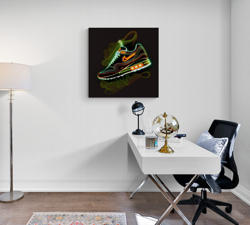 Tableau mural de la chaussure Nike Air Max en néon pour bureau
