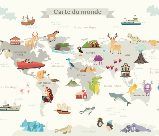 Carte du monde enfant, tableau créatif, éducatif, sur-mesure.