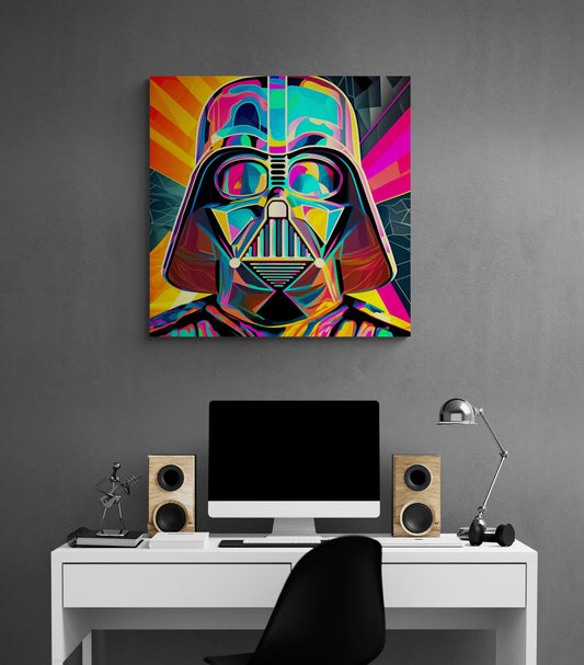 Tableau deco dark vador en pop art, decoration mural coloré