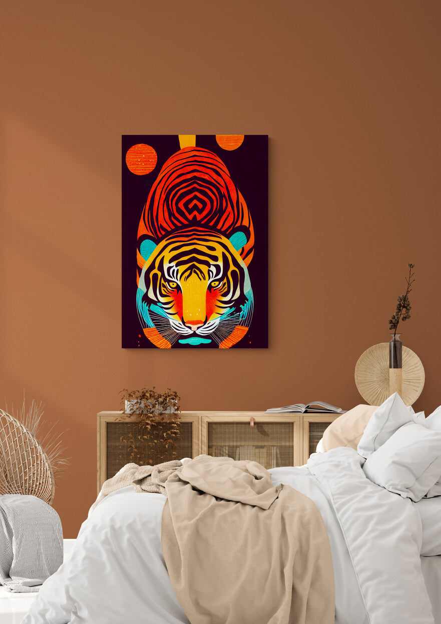Tableau deco tigre japonais, art moderne coloré