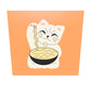 Un tableau en 3D, il tourne sur lui-même. Une illustration de chat beige assis sur lui-même un bol de nouille dans ces pattes.