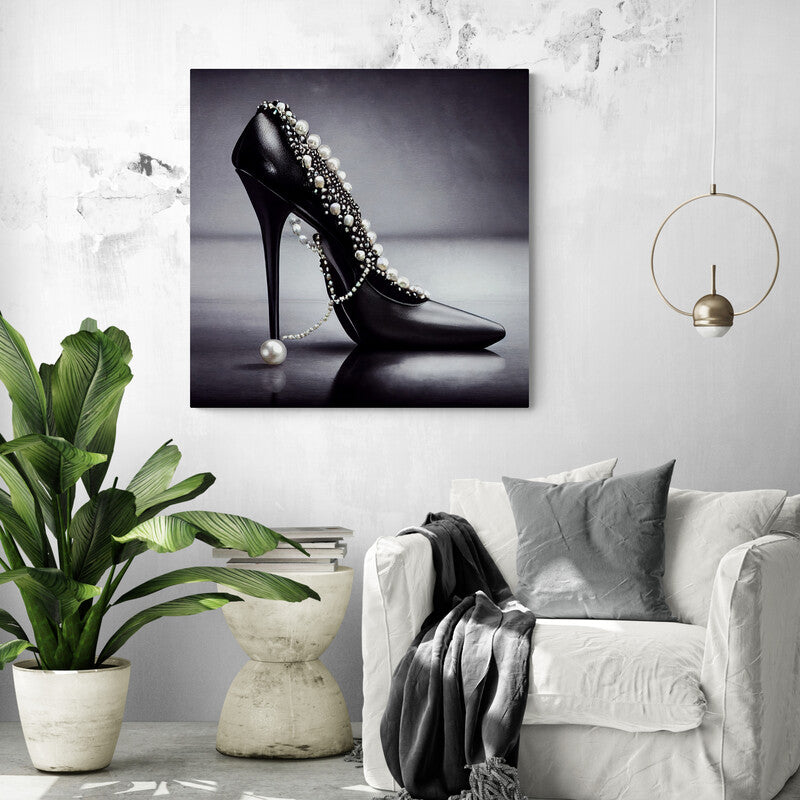 Tableau noir et blanc chaussure talon aiguille MyselfMonArt