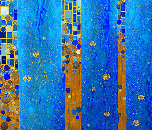 Tableau abstrait bleu et or selon Gustav Klimt