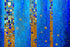 Tableau abstrait bleu et or selon Gustav Klimt