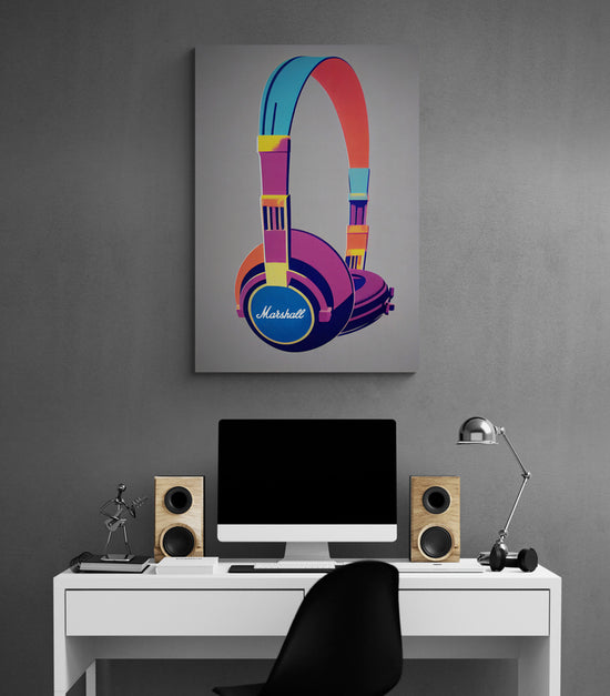 Tableau musique pour chambre ado casque pop art