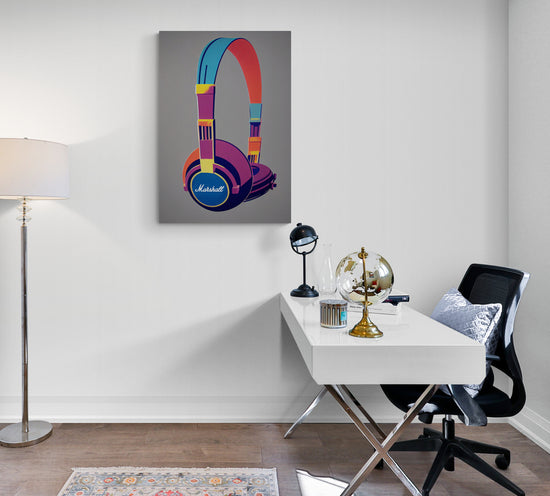 Tableau musique Casque audio Marshall, chambre ado