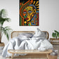 tableau décoration murale chambre, Art ethnique africain, formes géométriques, coloré.