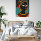 tableau décoration murale chambre, africaine, couleurs chaudes, style vectoriel,, motifs ethniques