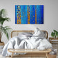 Tableau deco abstrait bleu et or selon Gustav Klimt dans chambre