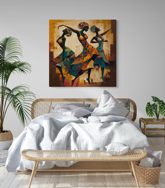 Tableau deco africain moderne de femmes africaine qui dansent dans chambre