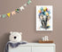 tableau elephant chambre bebe avec ballons en couleur, peinture aquarelle