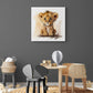 Tableau decoratif bébé lion à l'aquarelle pour chambre enfant