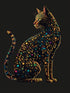 tableau design chat bengal dans le style de gaudi, art vectoriel, pointilisme coloré