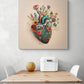 Grand tableau cuisine d'un cœur anatomique en fleurs multicolores. Des détails réalistes du cœur dans un style mexicain. Du rose, violet, rouge, orange etc... tout en restant dans les tons pastel