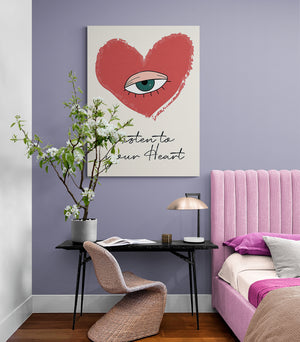 un tableau déco avec un coeur rouge pour chambre ado
