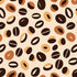 Tableau pour cuisine, tableau motif grains de café. Aux couleurs marron, orange et beige, inspiré du style africain, des grains de café qui se répètent avec des variances dans les formes