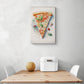 Tableau sur toile, tableau pizza dans une cuisine, de taille moyenne, peint à l'aquarelle, on y voit une belle part de pizza avec tomate fraiche et mozzarelle fondante, inspiré de l'artiste Beatrix Potter