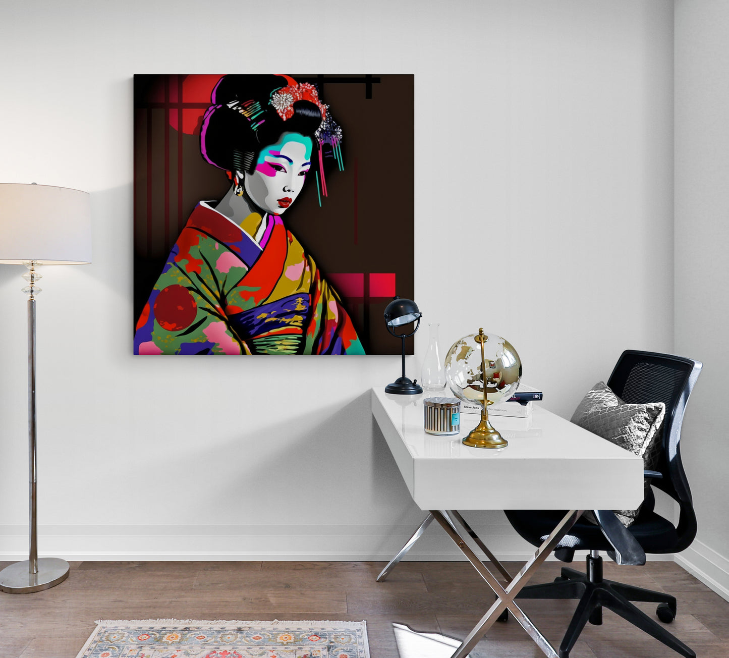 ableau décoration bureau geisha pop art