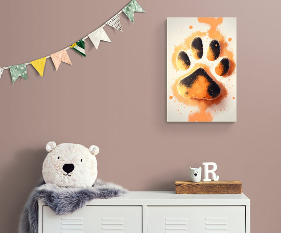 tableau pour chambre bebe Empreinte de patte de chien mignon