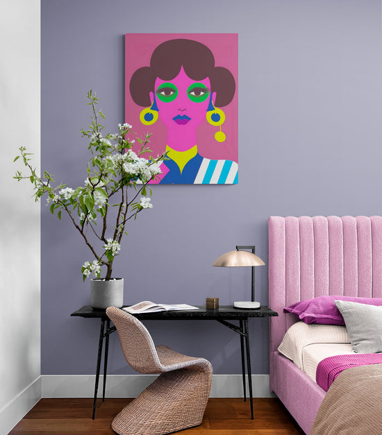 tableau mural chambre visage femme pop coloré