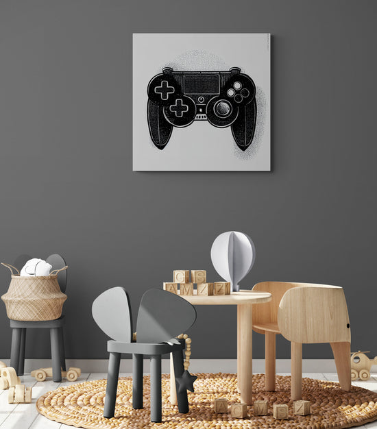 un tableau pour enfant gamer est accroché dans une salle de jeux pour enfant