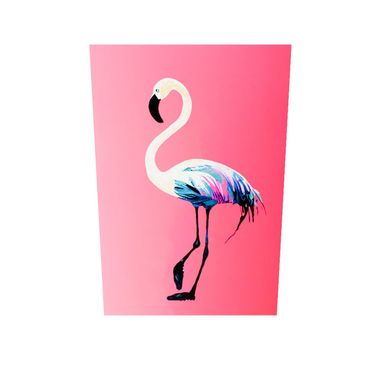 Tableau plexiglass flamant rose, peinture minimaliste