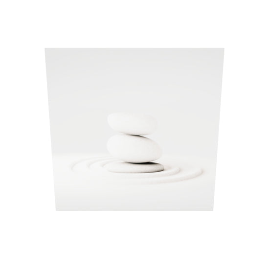 tableau déco zen galets blanc, sable blanc