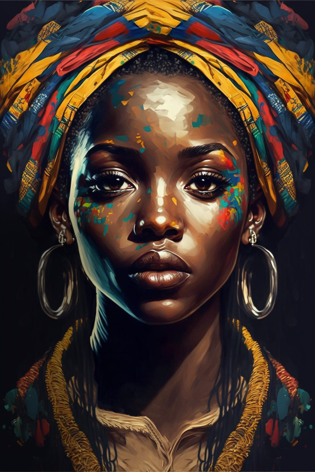 Portrait De Beauté D'une Belle Femme Noire Portant Des Sous