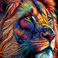 Tableau Pop art le lion pour chambre, très coloré