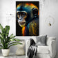 Tableau decoration jeune singe au pelage en couleur, street art, dans salon