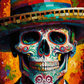 tableau tete de mort couleur mexicaine
